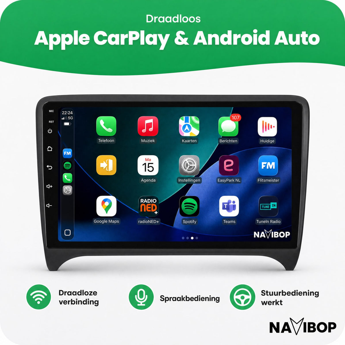Audi TT | Autoradio | Draadloos CarPlay & Android Auto | Android 15 | 2007 t/m 2014