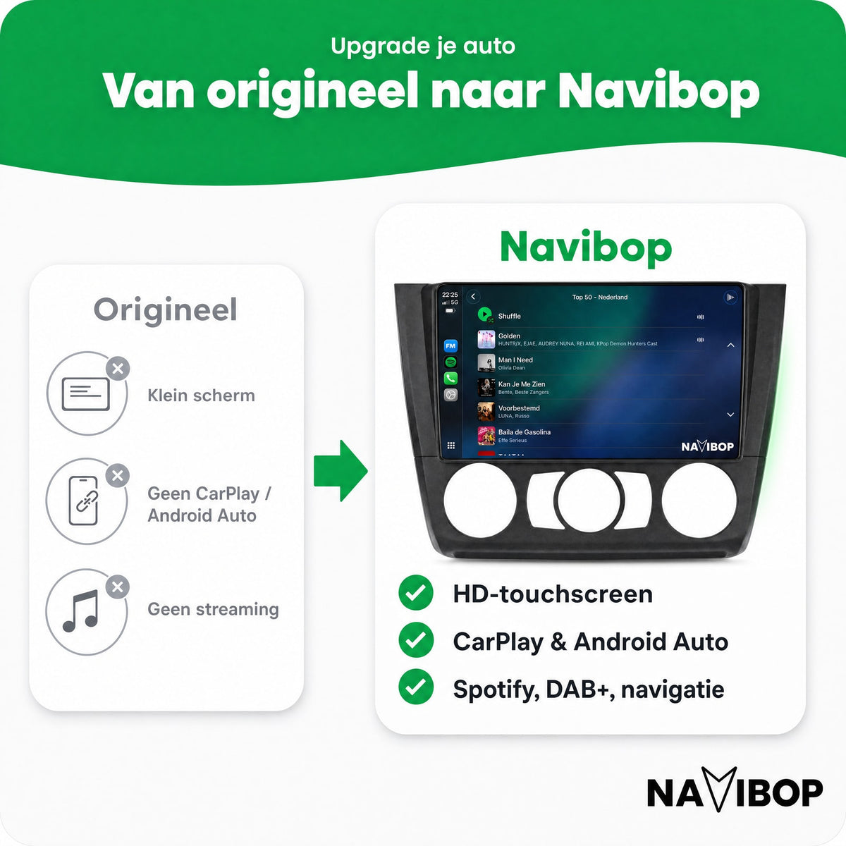 BMW 1-serie Versie 1 | Autoradio | Draadloos CarPlay & Android Auto | Android 15 | 2005 t/m 2013