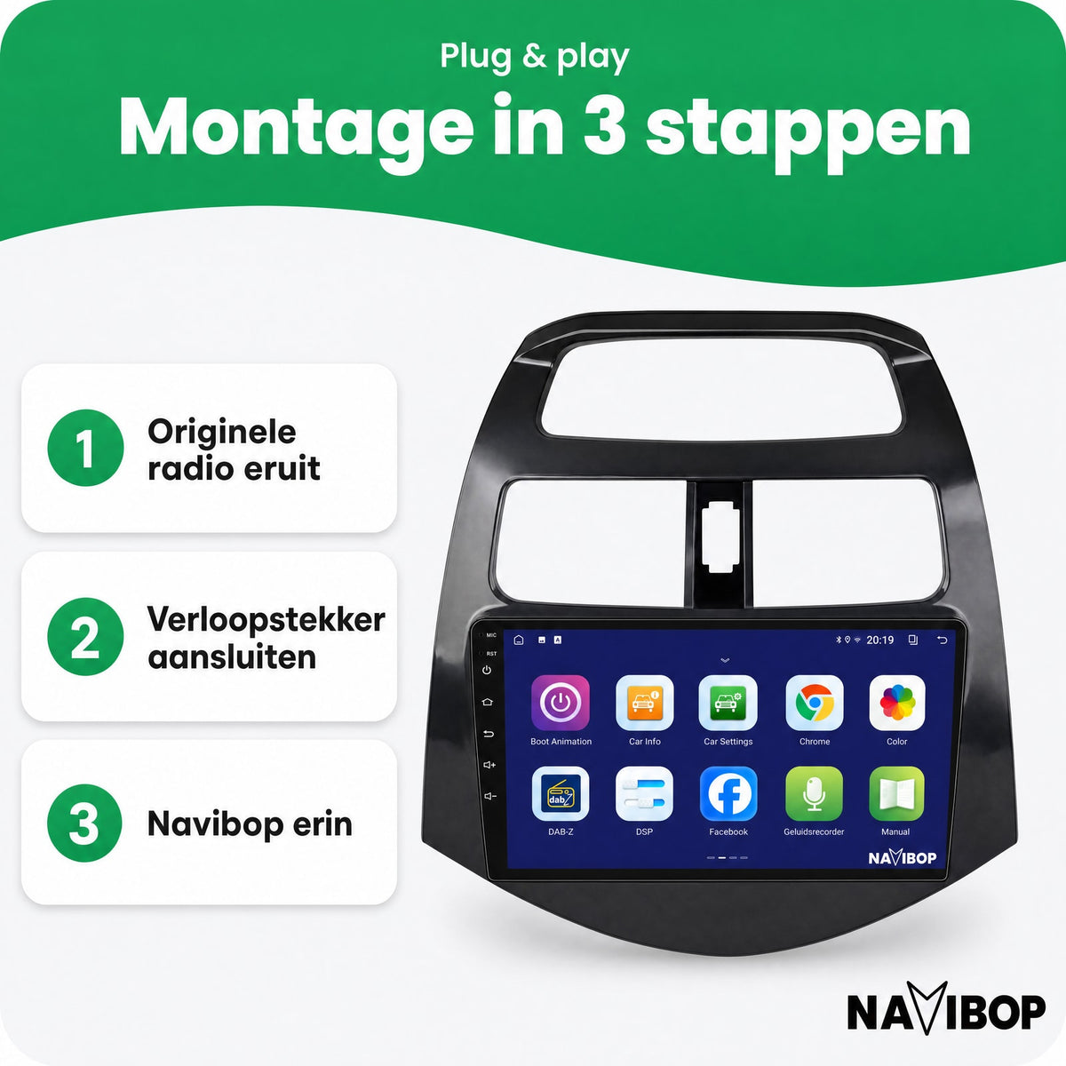 Chevrolet Spark | Autoradio | Draadloos CarPlay & Android Auto | Android 15 | 2009 t/m 2015