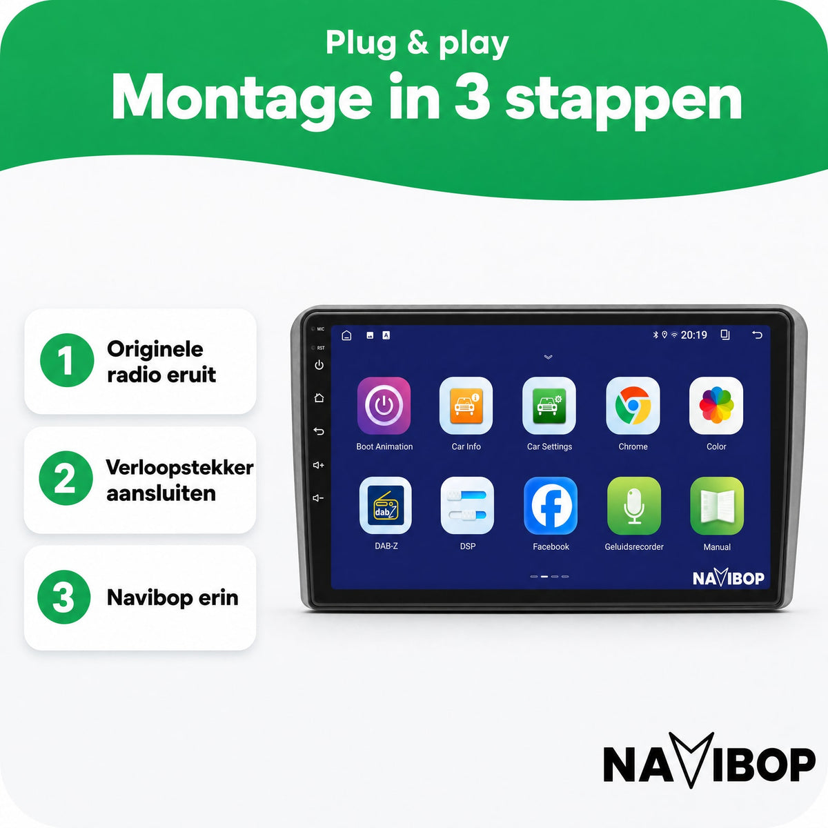 Citroën Berlingo Peugeot Partner | Autoradio | Draadloos CarPlay & Android Auto | Android 15 | 2008 t/m 2019