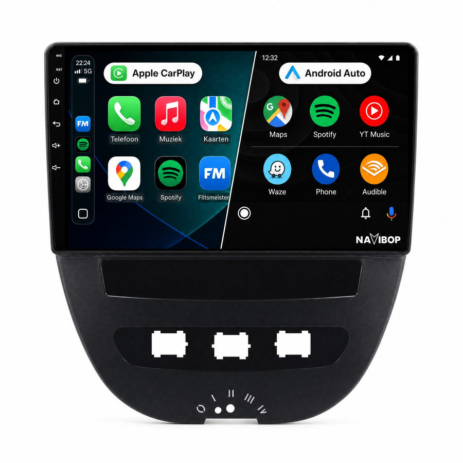 Citroën C1 Toyota Aygo Peugeot 107 | Autoradio | Draadloos CarPlay & Android Auto | Android 15 | 2005 t/m 2014