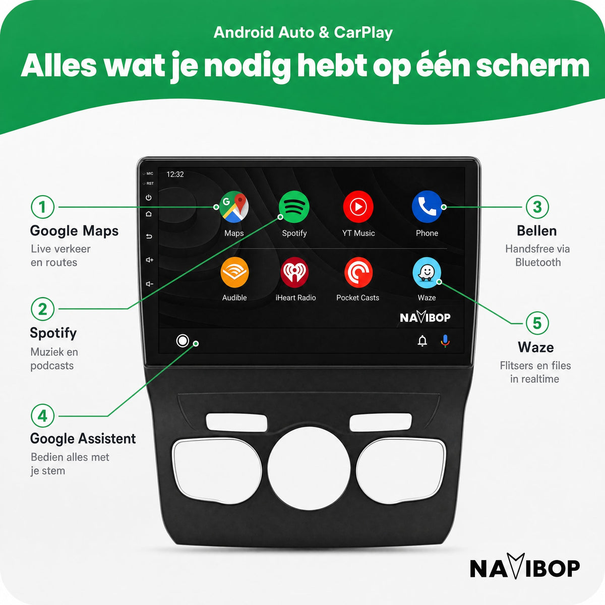 Citroën c4 | Autoradio | Draadloos CarPlay & Android Auto | Android 15 | 2013 t/m 2017