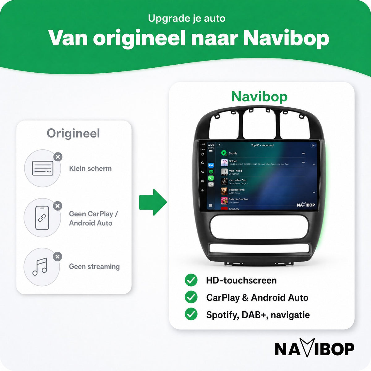 Dodge Caravan | Autoradio | Draadloos CarPlay & Android Auto | Android 15 | 2000 t/m 2012