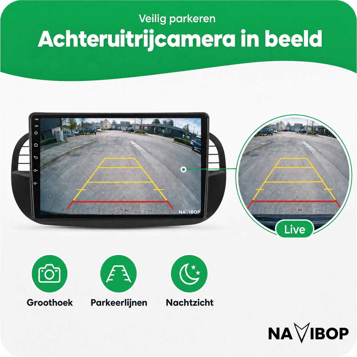 Fiat 500 Zwart | Autoradio | Draadloos CarPlay & Android Auto | Android 15 | 2005 t/m 2017