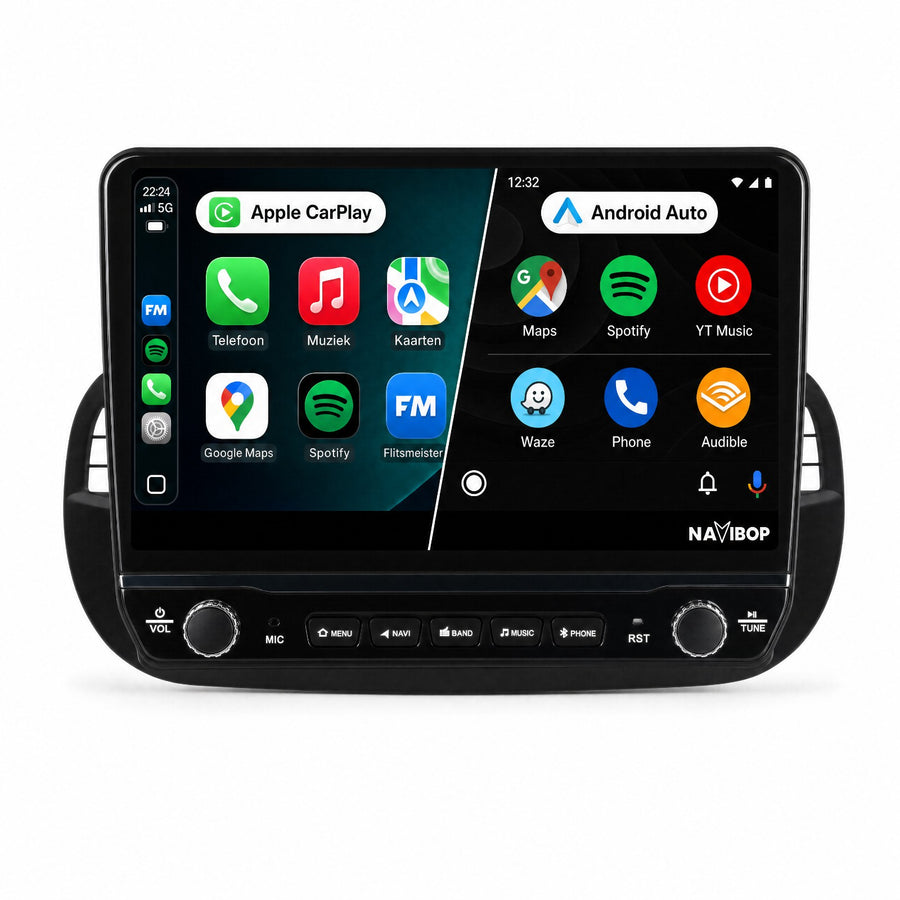 Fiat 500 | Autoradio | Draadloos CarPlay & Android Auto | Android 15 | 2007 t/m 2015