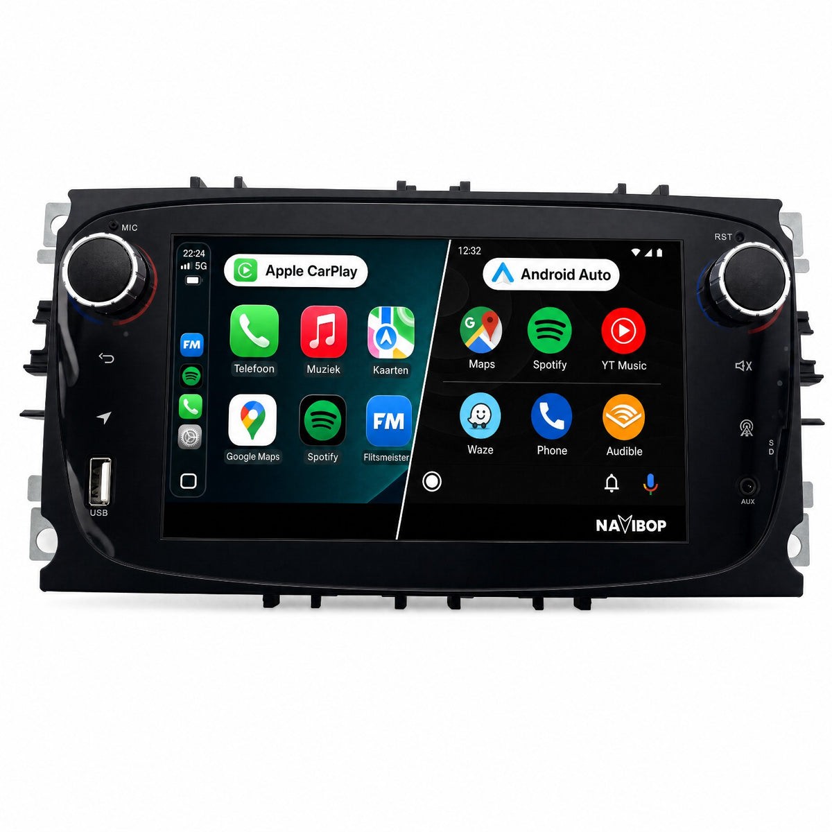 Ford C-Max Fiesta Fusion | Autoradio | Draadloos CarPlay & Android Auto | Android 15