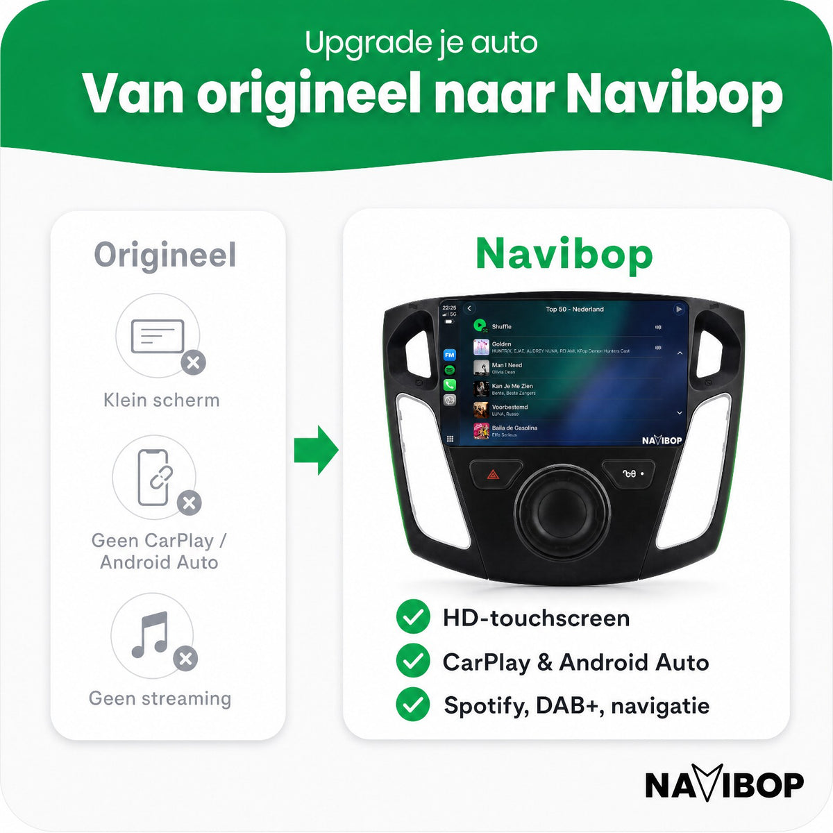 Ford Focus | Autoradio | Draadloos CarPlay & Android Auto | Android 15 | 2011 t/m 2015