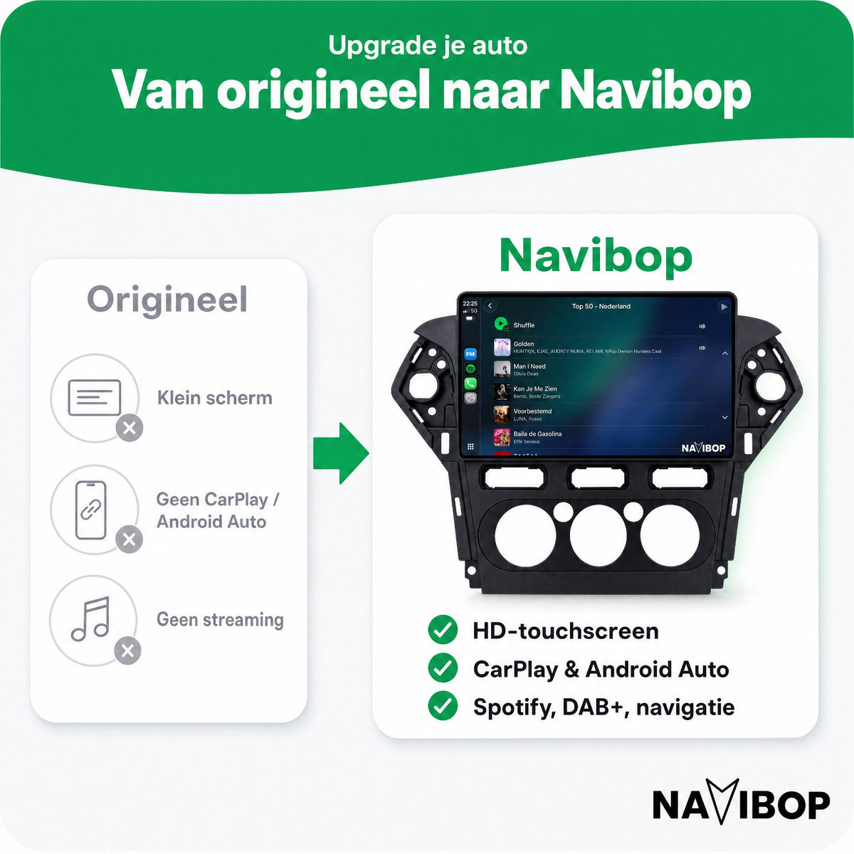 Ford Mondeo Zwart | Autoradio | Draadloos CarPlay & Android Auto | Android 15 | 2007 t/m 2010