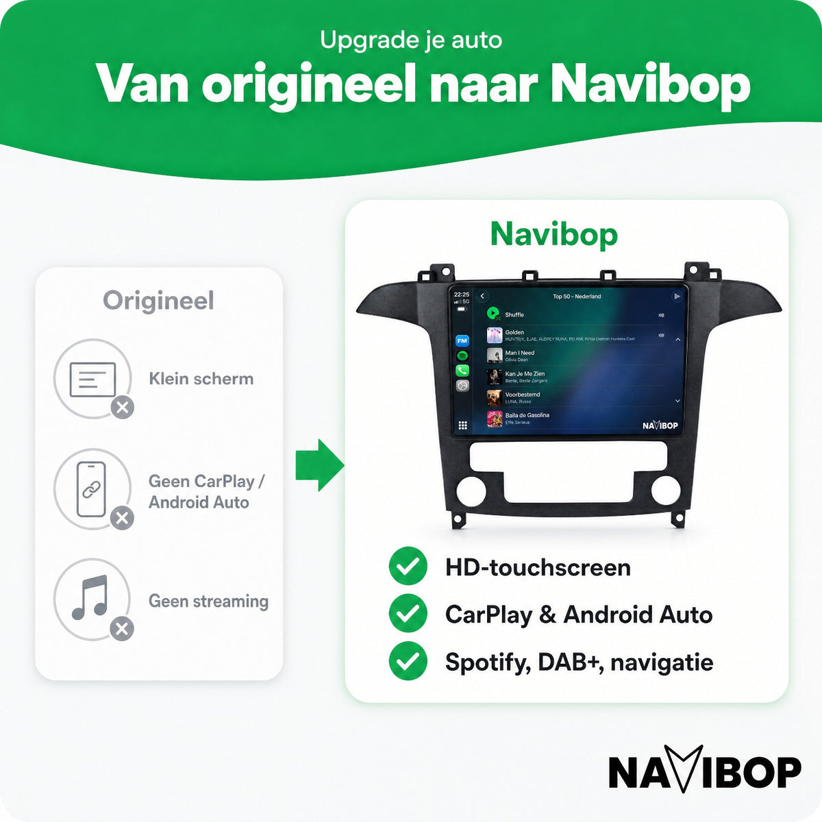 Ford S-max (Automatische airco) | Autoradio | Draadloos CarPlay & Android Auto | Android 15 | 2006 t/m 2015
