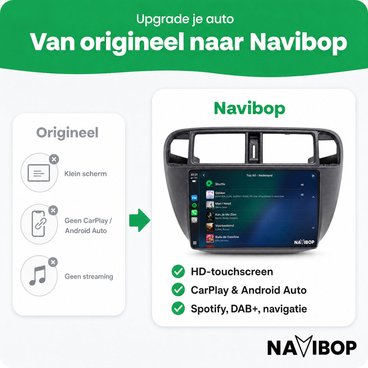 Honda Civic | Autoradio | Draadloos CarPlay & Android Auto | Android 15 | 1996 t/m 2000