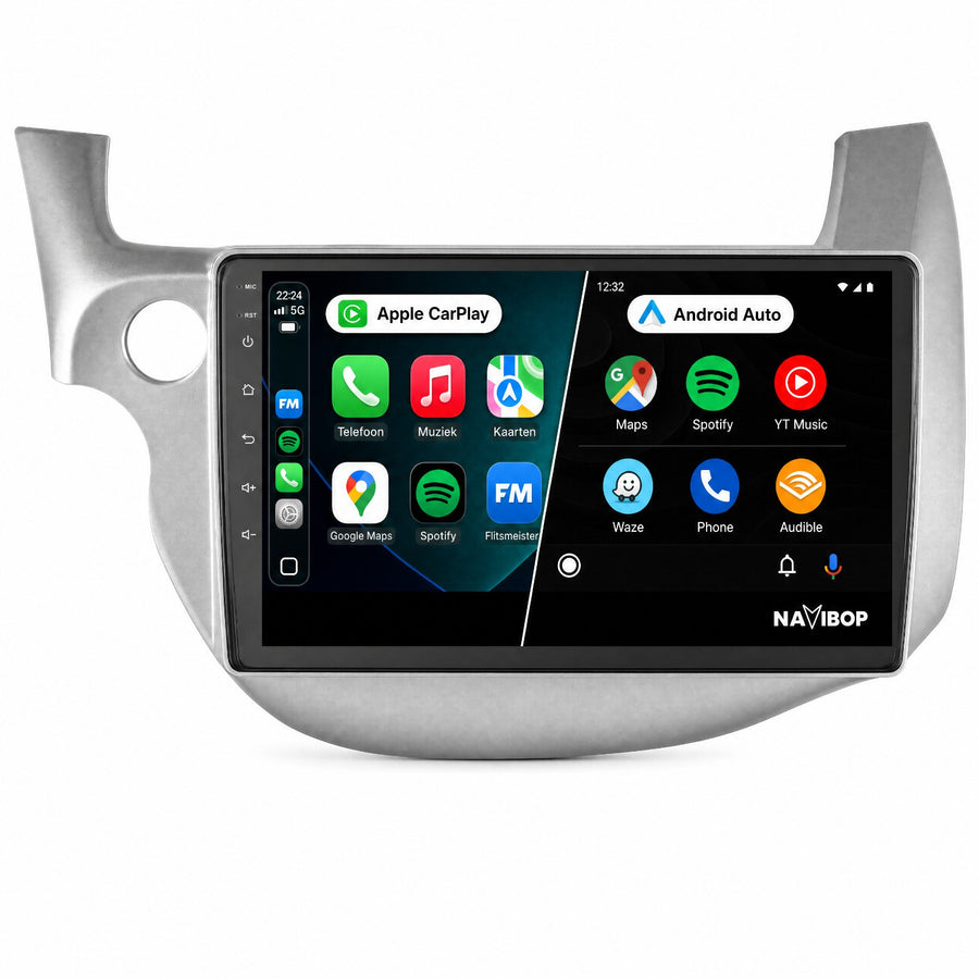 Honda Jazz Fit Grijs | Autoradio | Draadloos CarPlay & Android Auto | Android 15 | 2007 t/m 2015