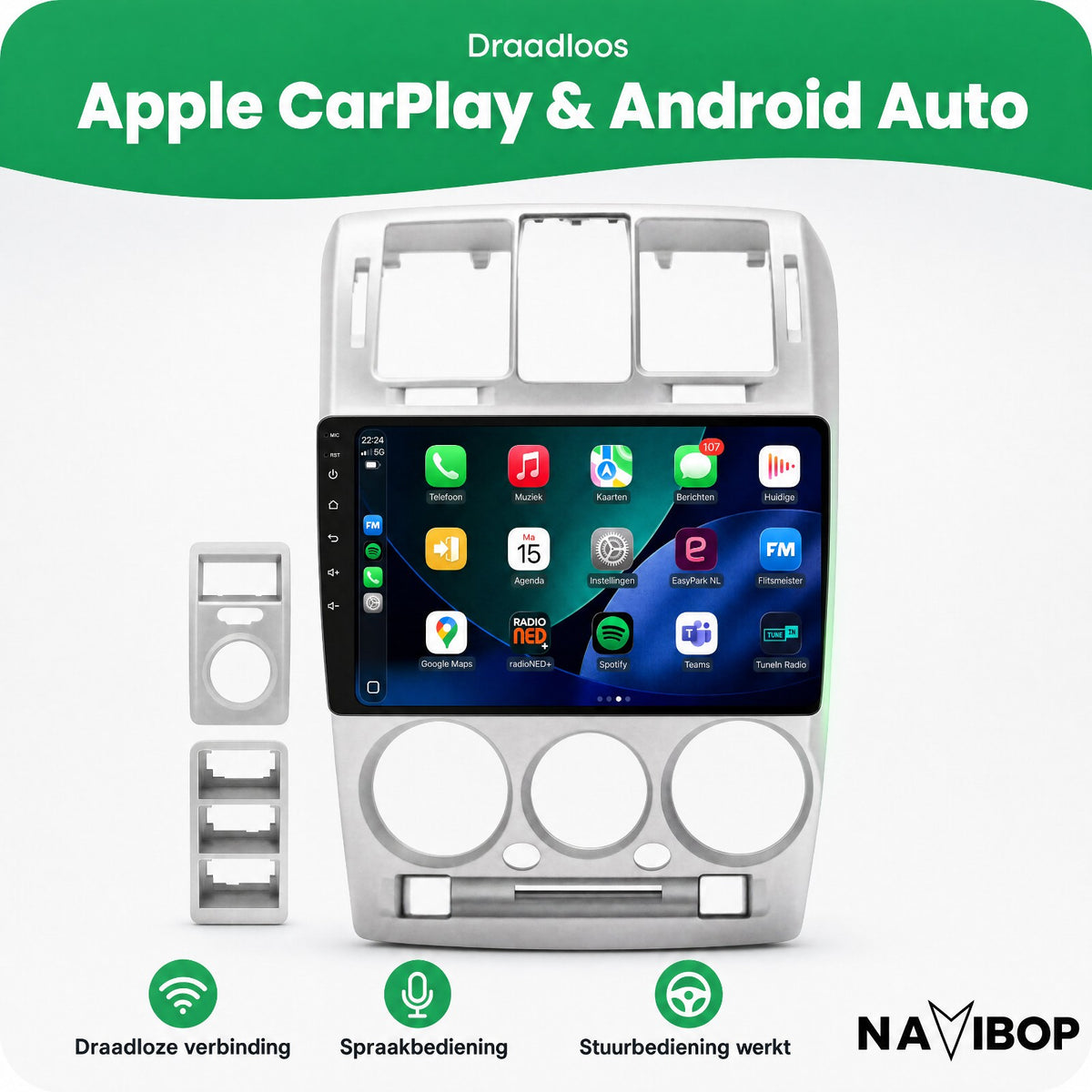 Hyundai Getz Zilver | Autoradio | Draadloos CarPlay & Android Auto | Android 15 | 2002 t/m 2011