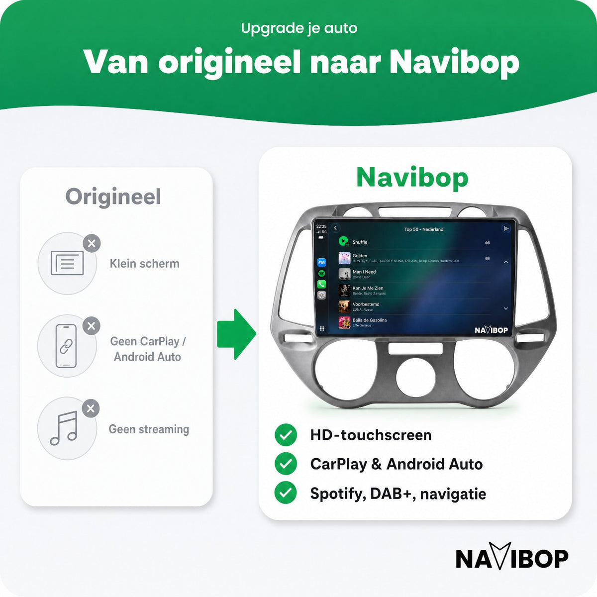Hyundai I20 Versie 3 | Autoradio | Draadloos CarPlay & Android Auto | Android 15 | 2008 t/m 2014