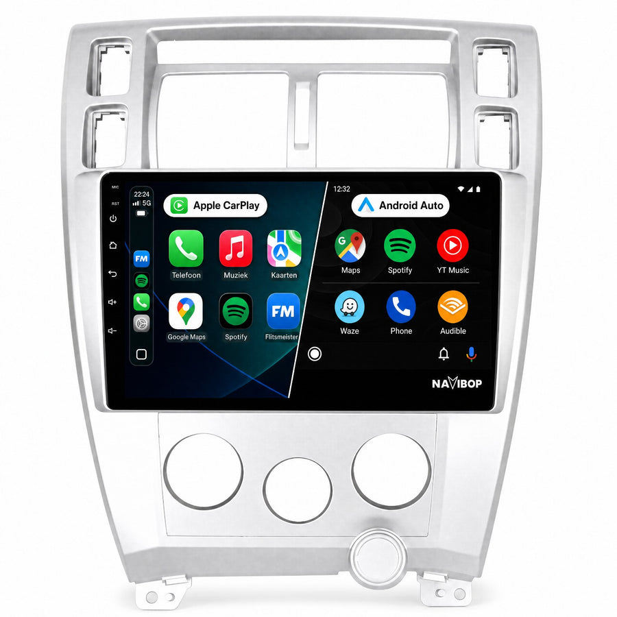 Hyundai Tucson Zilver | Autoradio | Draadloos CarPlay & Android Auto | Android 15 | 2004 t/m 2009