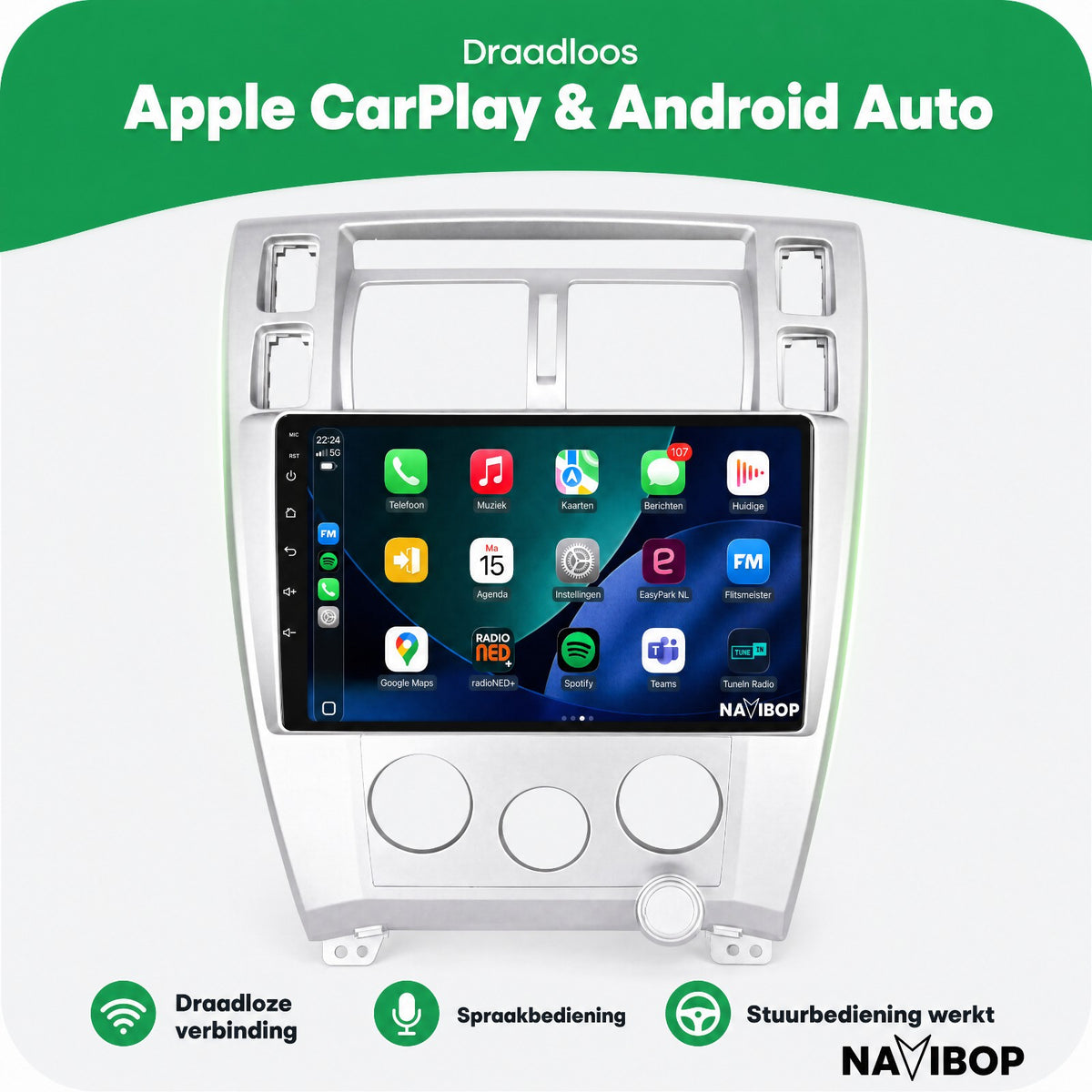 Hyundai Tucson | Autoradio | Draadloos CarPlay & Android Auto | Android 15 | 2006 t/m 2013