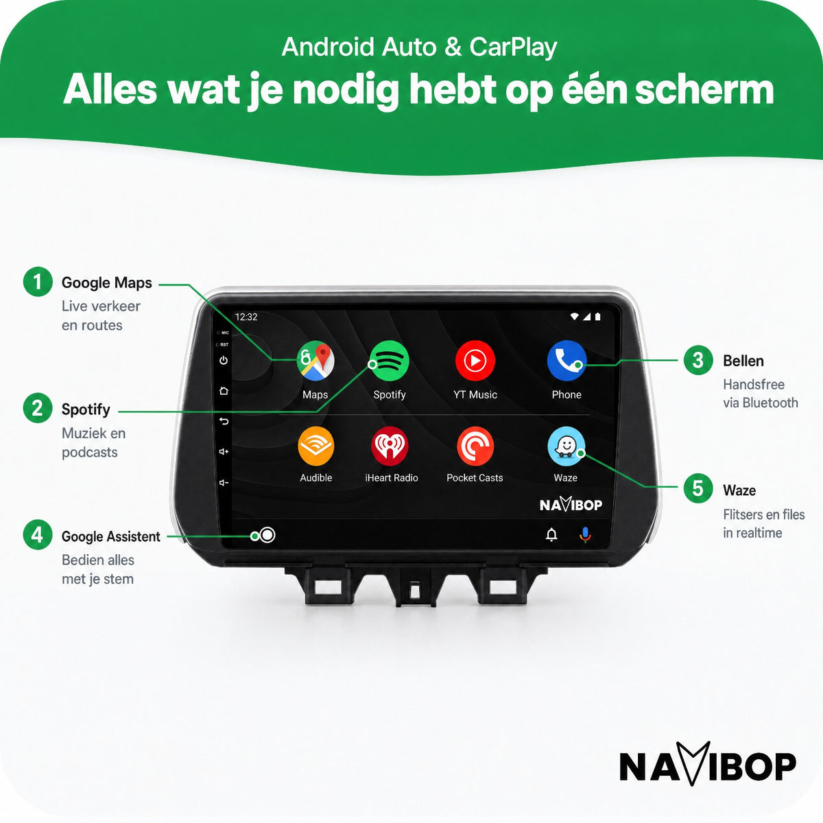 Hyundai Tucson | Autoradio | Draadloos CarPlay & Android Auto | Android 15 | 2018 t/m 2019