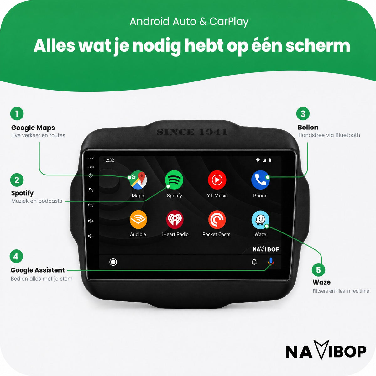 Jeep Renegade | Autoradio | Draadloos CarPlay & Android Auto | Android 15