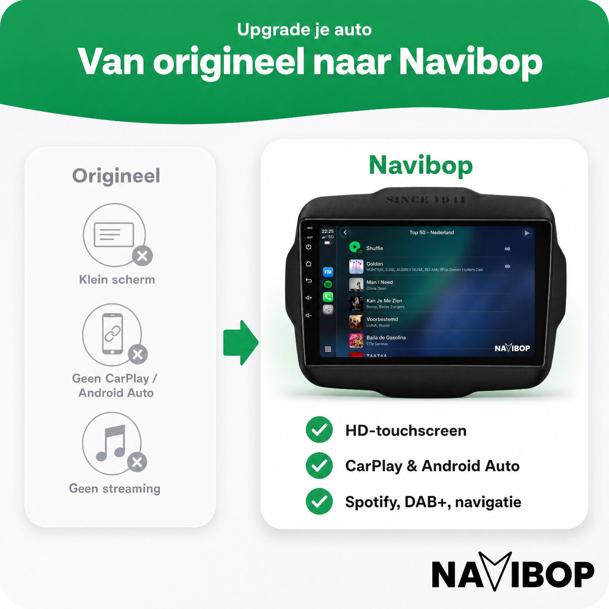 Jeep Renegade | Autoradio | Draadloos CarPlay & Android Auto | Android 15