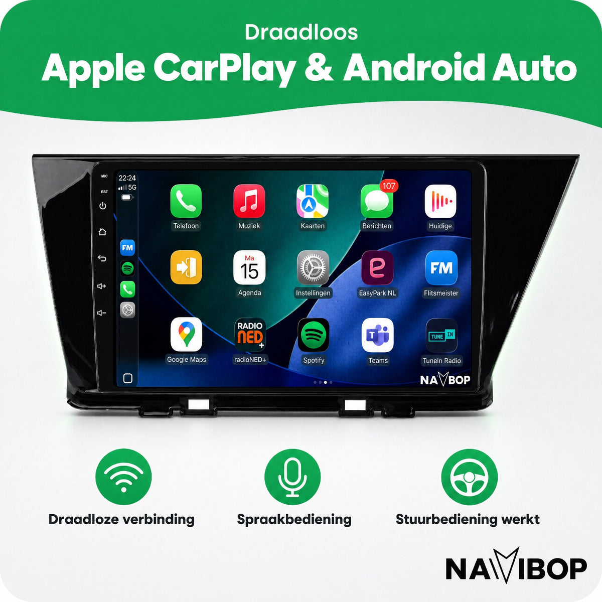 Kia Niro | Autoradio | Draadloos CarPlay & Android Auto | Android 15 | 2016 t/m 2019