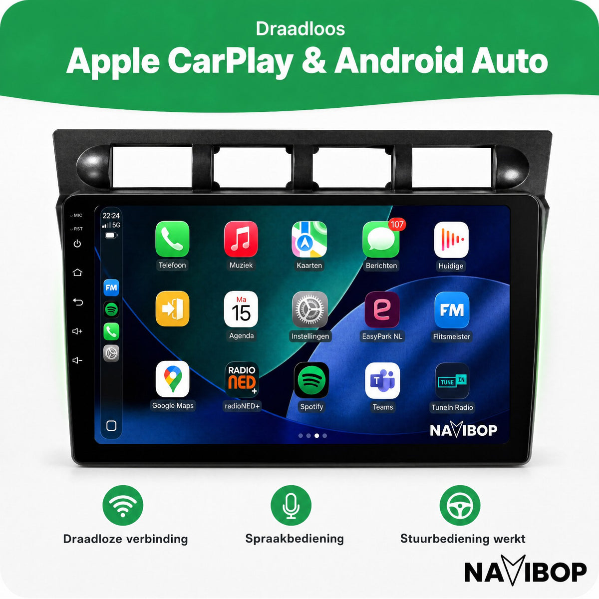 Kia Picanto | Autoradio | Draadloos CarPlay & Android Auto | Android 15 | 2001 t/m 2011