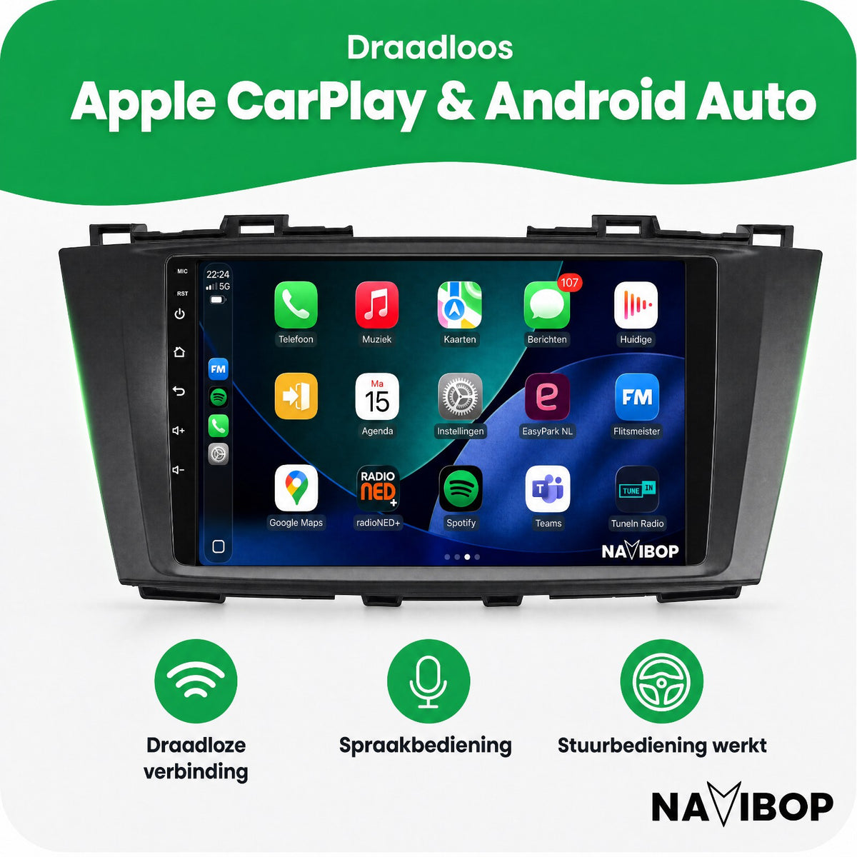 Mazda 5 | Autoradio | Draadloos CarPlay & Android Auto | Android 15 | 2010 t/m 2015