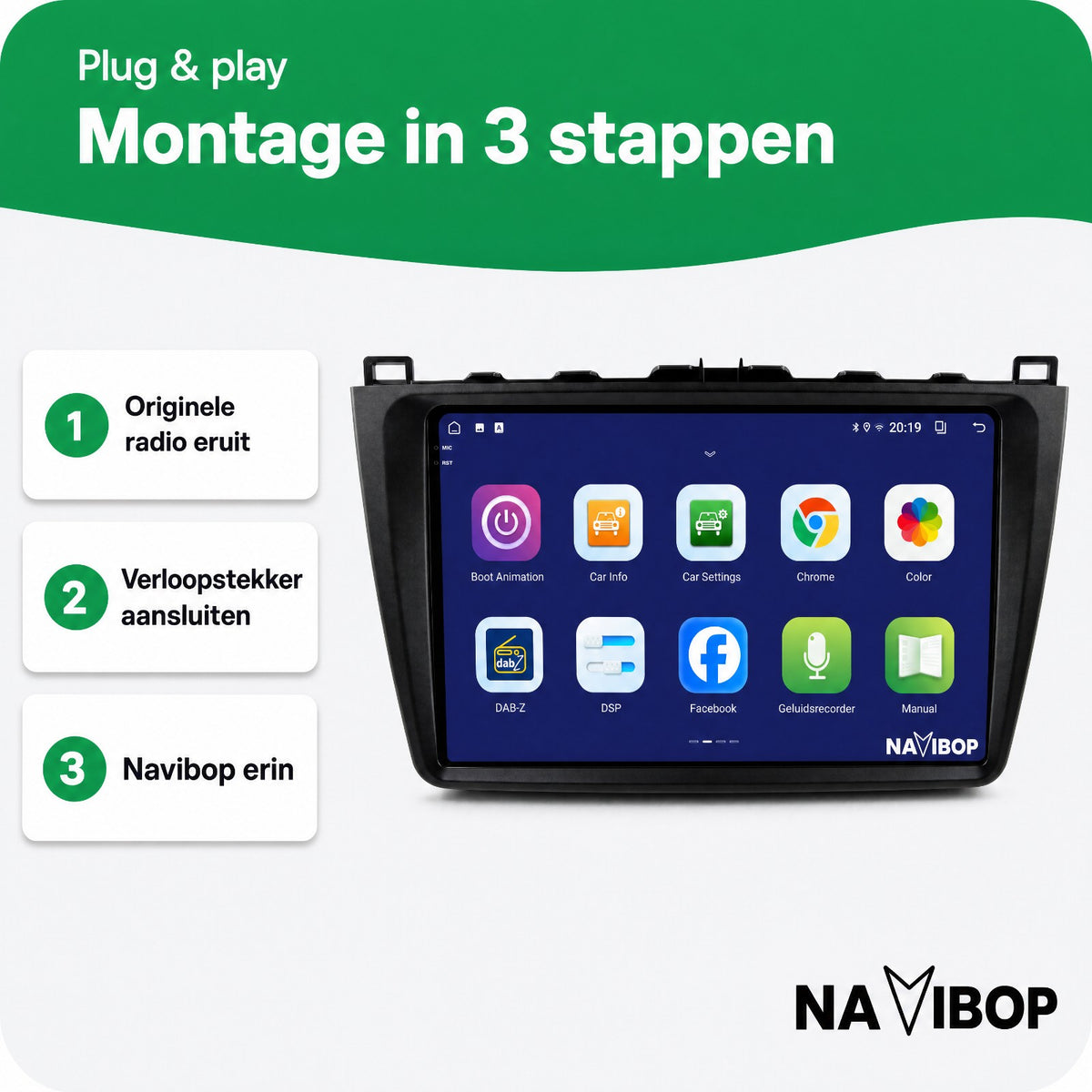 Mazda 6 | Autoradio | Draadloos CarPlay & Android Auto | Android 15 | 2007 t/m 2012
