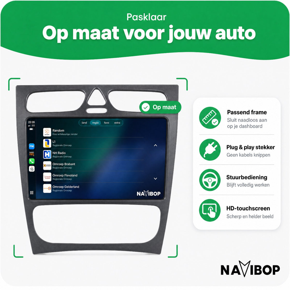 Mercedes C-klasse | Autoradio | Draadloos CarPlay & Android Auto | Android 15 | 2000 t/m 2004