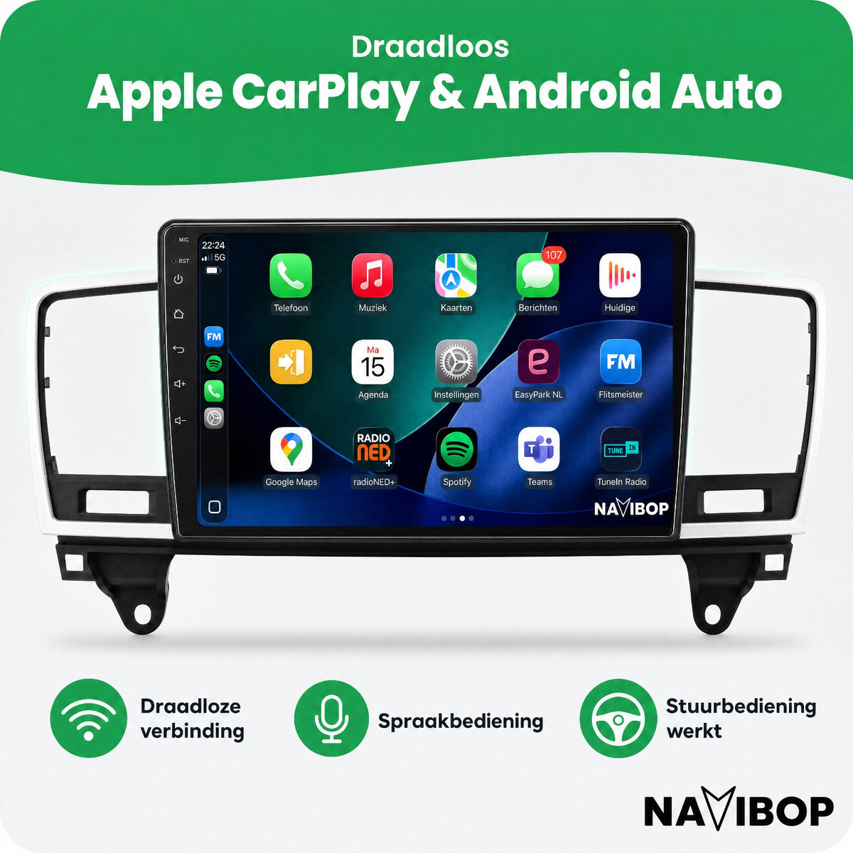 Mercedes Ml | Autoradio | Draadloos CarPlay & Android Auto | Android 15 | 2011 t/m 2015