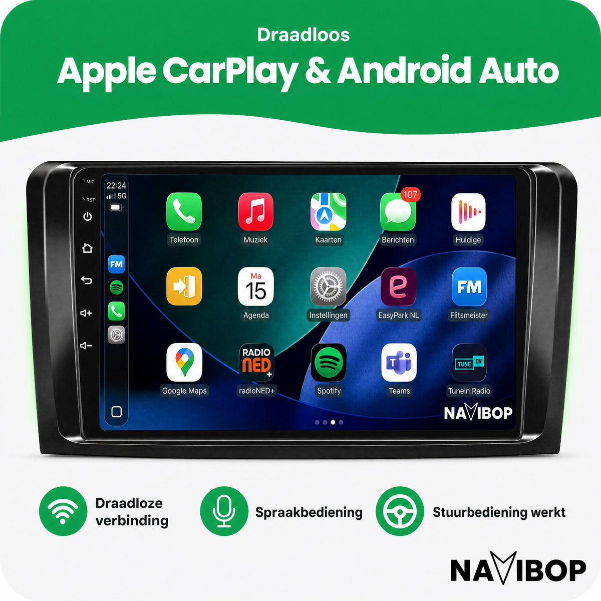 Mercedes ML-klasse GL-klasse | Autoradio | Draadloos CarPlay & Android Auto | Android 15 | 2005 t/m 2011