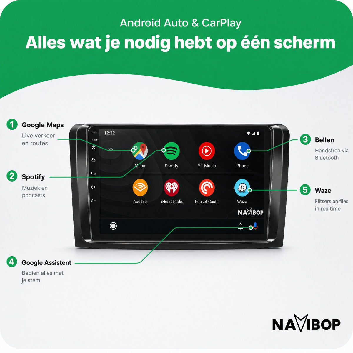 Mercedes ML-klasse GL-klasse | Autoradio | Draadloos CarPlay & Android Auto | Android 15 | 2005 t/m 2011