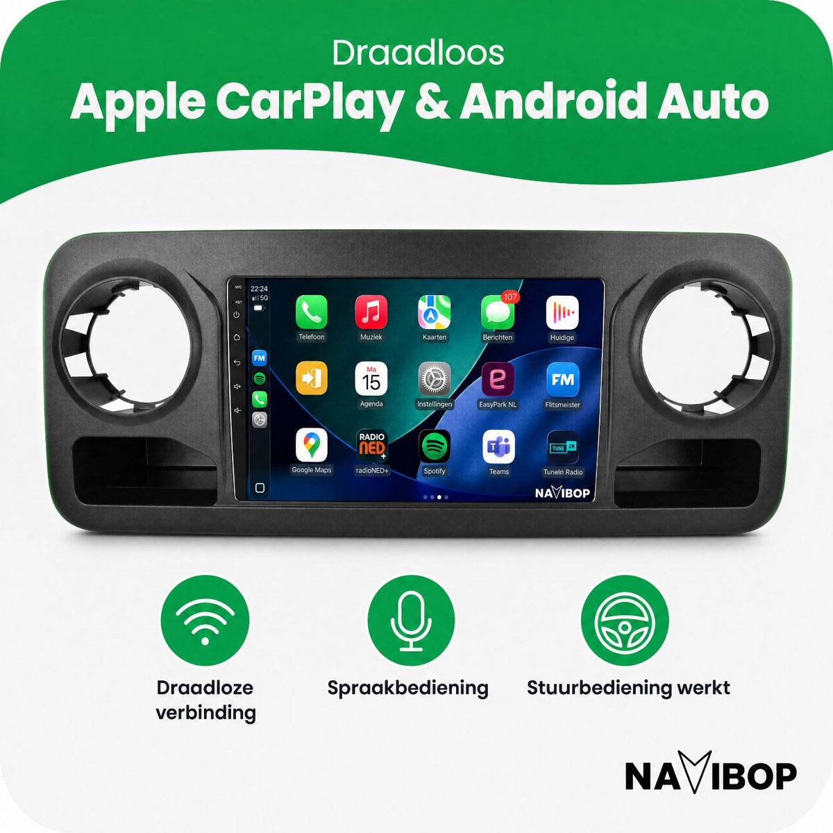 Mercedes Sprinter | Autoradio | Draadloos CarPlay & Android Auto | Android 15 | 2018 t/m 2024