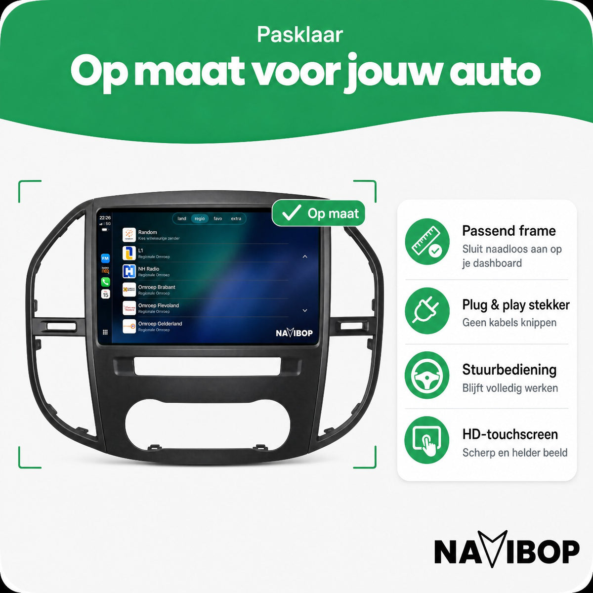 Mercedes Vito Versie 2 | Autoradio | Draadloos CarPlay & Android Auto | Android 15 | 2014 t/m 2022