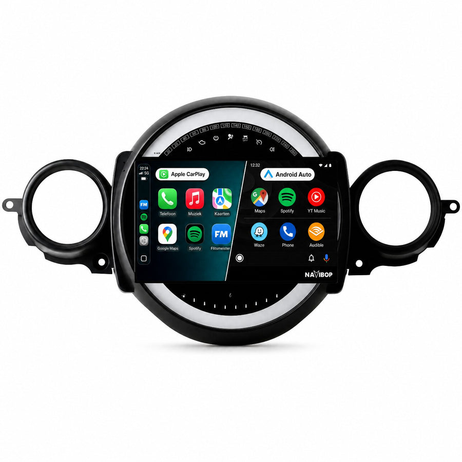 MINI Cooper Flaporen Midden R56 R60 | Autoradio | Draadloos CarPlay & Android Auto | Android 15 | 2006 t/m 2017