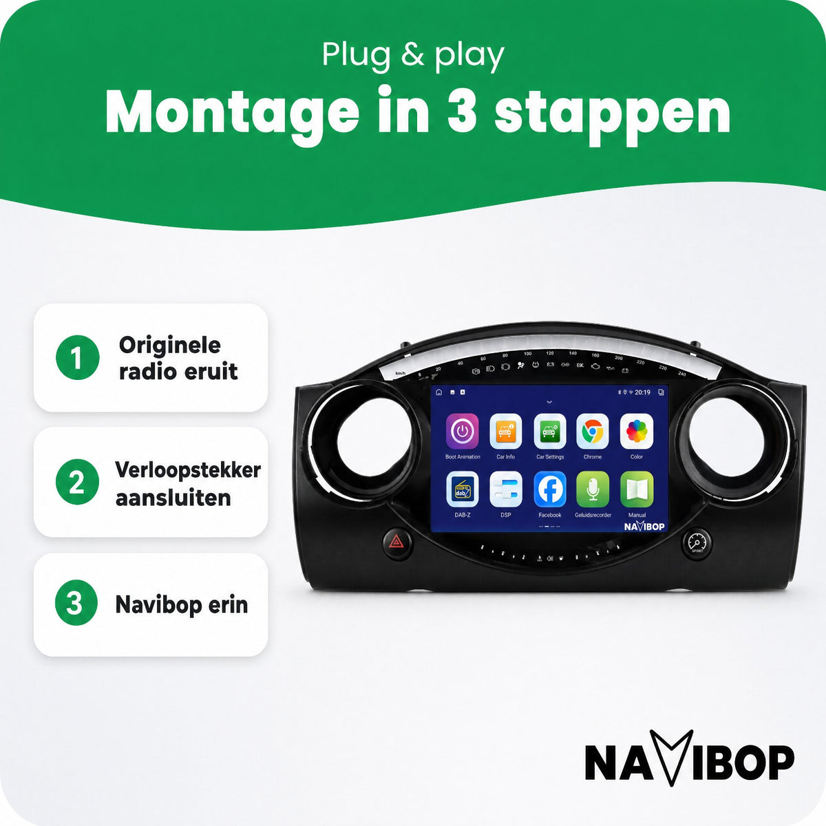 MINI Cooper R53 R52 R50 | Autoradio | Draadloos CarPlay & Android Auto | Android 15 | 2000 t/m 2007