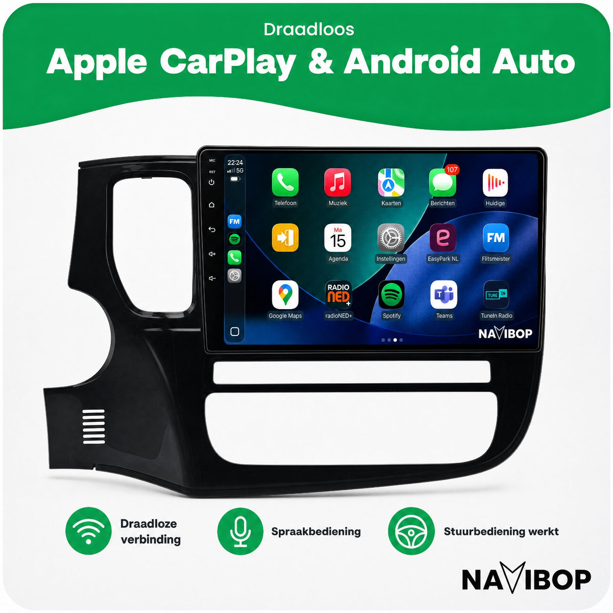 Mitsubishi Outlander 9" * * Versie 1 | Autoradio | Draadloos CarPlay & Android Auto | Android 15 | 2012 t/m 2018