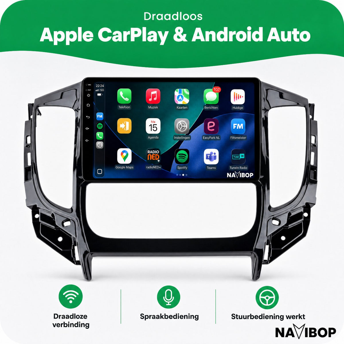 Mitsubishi Triton | Autoradio | Draadloos CarPlay & Android Auto | Android 15