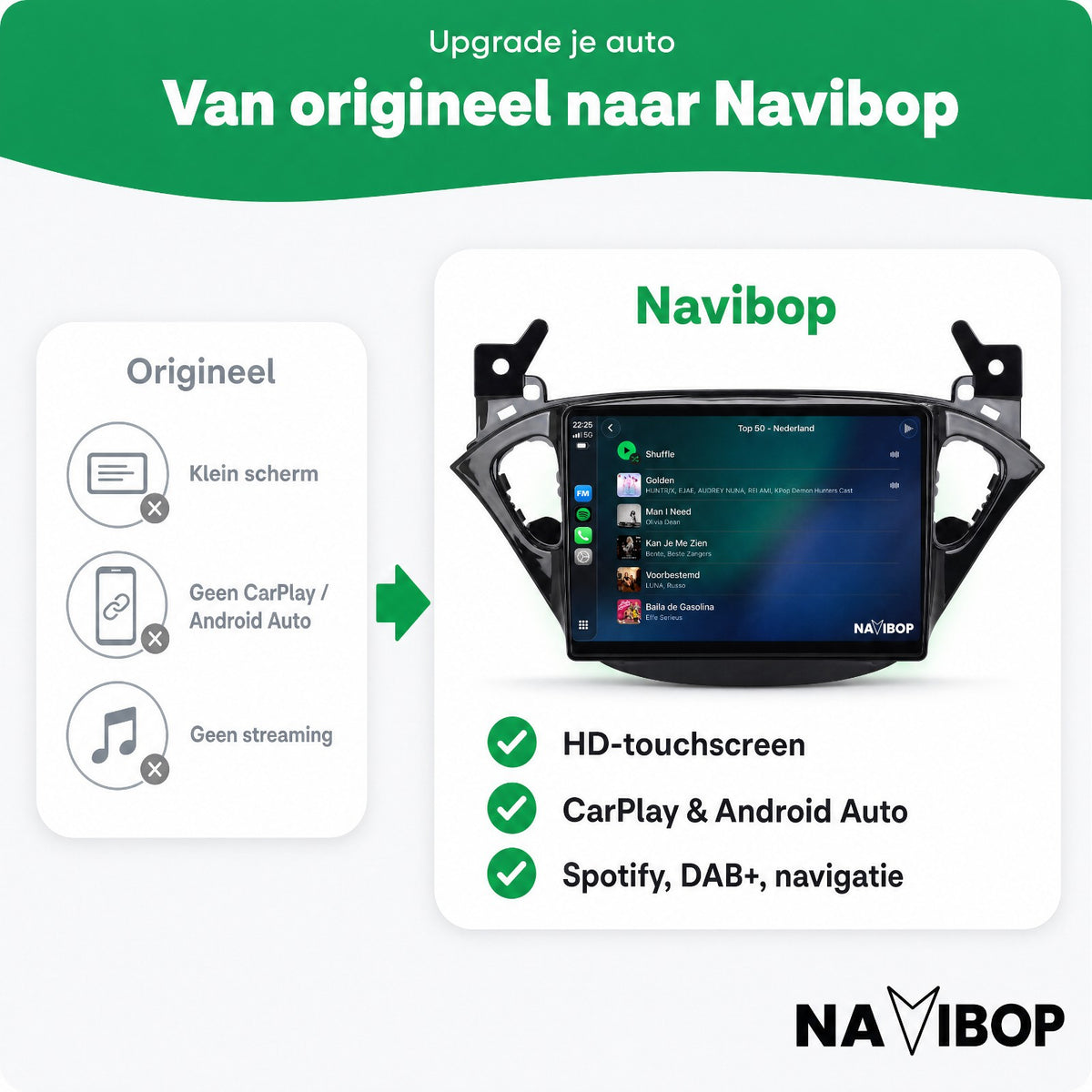 Opel Adam Corsa E | Autoradio | Draadloos CarPlay & Android Auto | Android 15 | 2013 t/m 2019