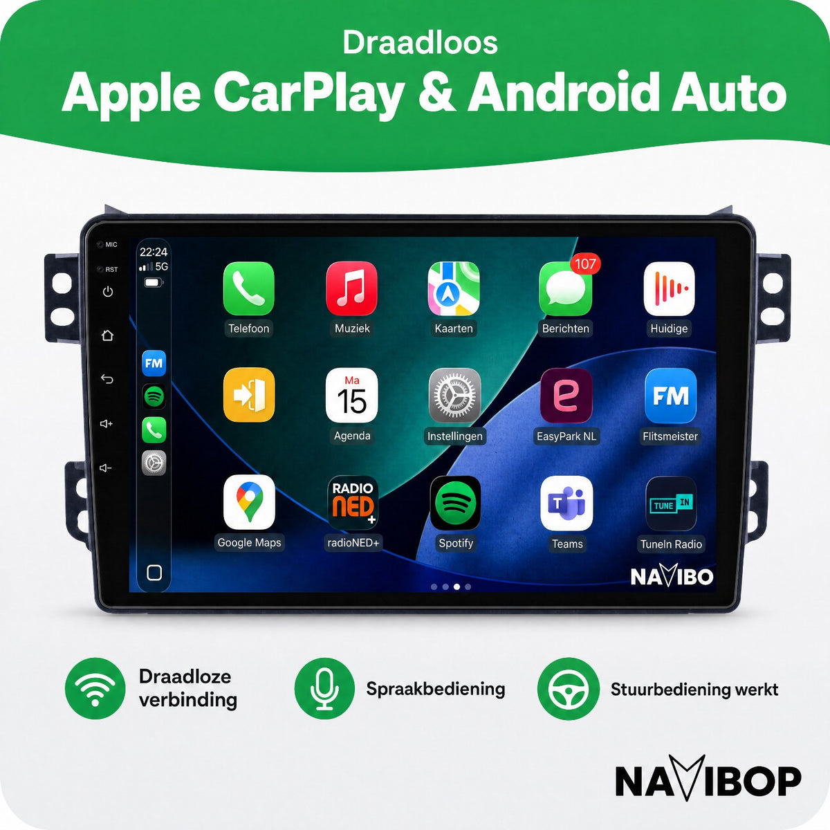 Opel Agila Suzuki Splash Suzuki Ritz | Autoradio | Draadloos CarPlay & Android Auto | Android 15 | 2008 t/m 2014