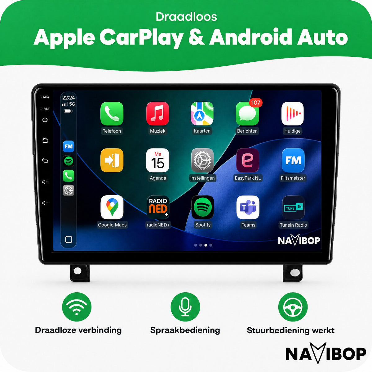 Opel Astra H | Autoradio | Draadloos CarPlay & Android Auto | Android 15 | 2005 t/m 2014