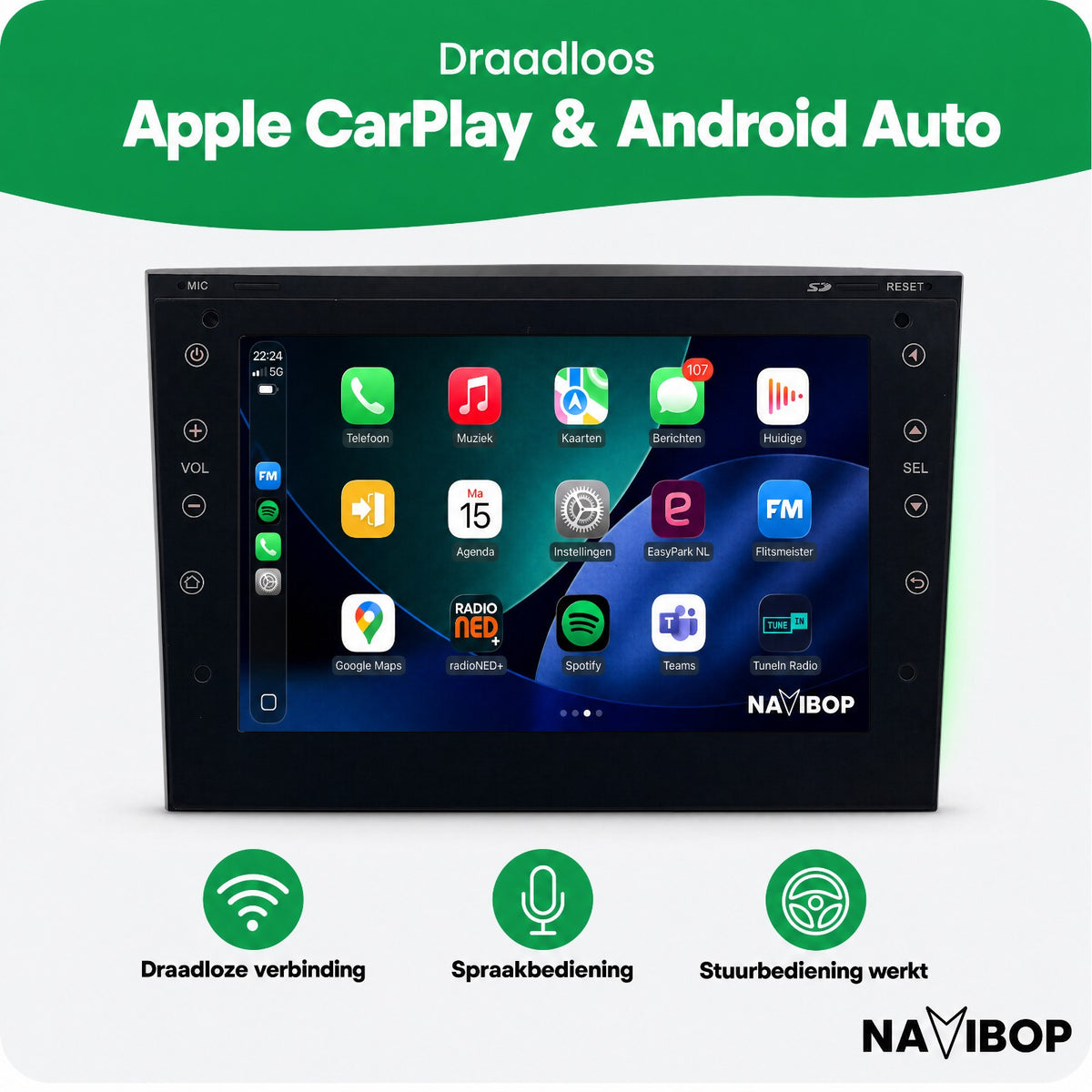Opel Astra H Agila Corsa C | Autoradio | Draadloos CarPlay & Android Auto | Android 15