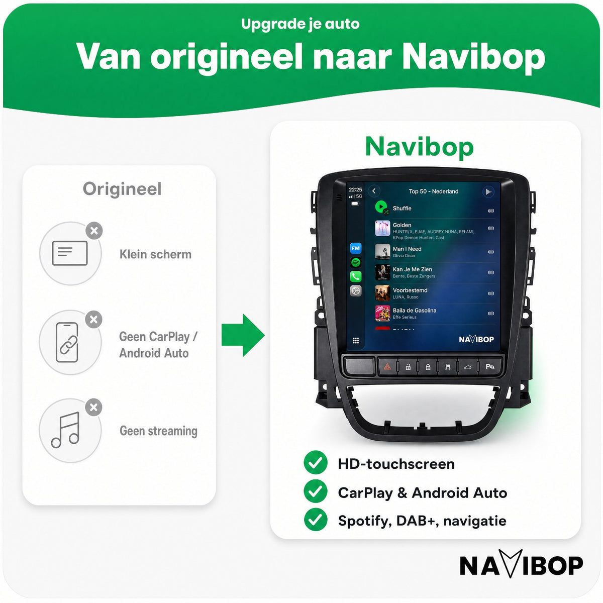 Opel Astra J Versie A | Autoradio | Draadloos CarPlay & Android Auto | Android 15 | 2010 t/m 2015