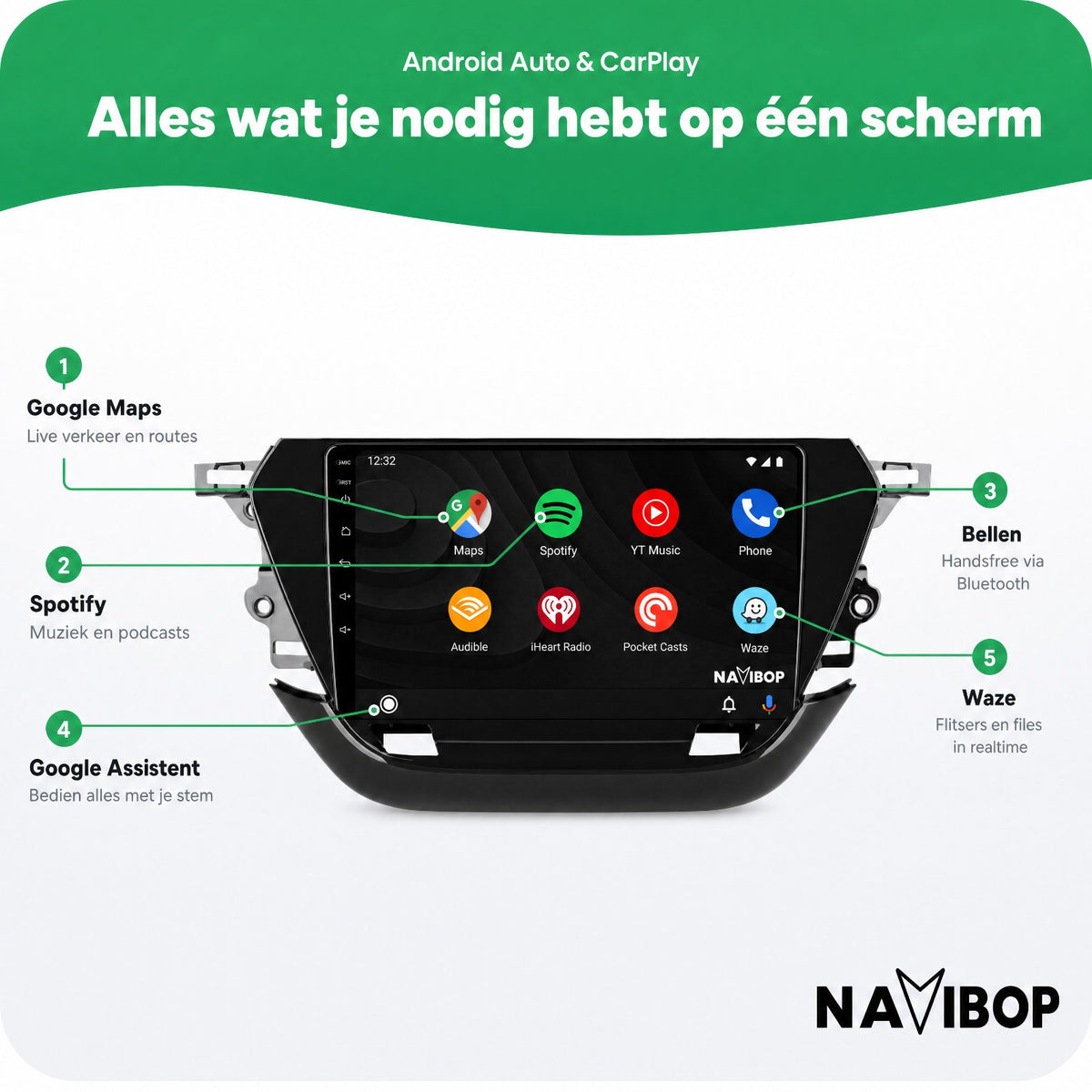 Opel Corsa | Autoradio | Draadloos CarPlay & Android Auto | Android 15 | 2020 t/m 2023