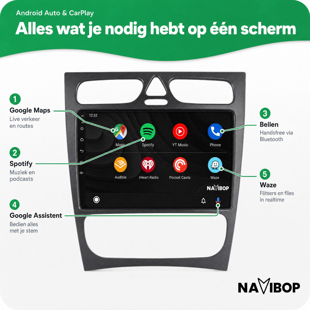 Mercedes clk klasse | Autoradio | Draadloos CarPlay & Android Auto | Android 15
