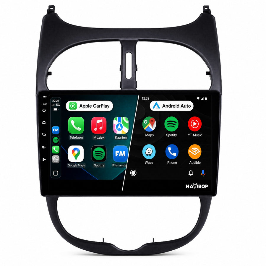 Peugeot 206 | Autoradio | Draadloos CarPlay & Android Auto | Android 15 | 2000 t/m 2008