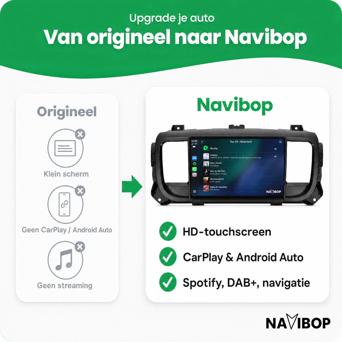 Peugeot Expert 3 Toyota Proace Citroen Jumpy Citroen Spacetourer Opel Vivaro Fiat Scudo | Autoradio | Draadloos CarPlay & Android Auto | Android 15 | 2016 t/m 2023