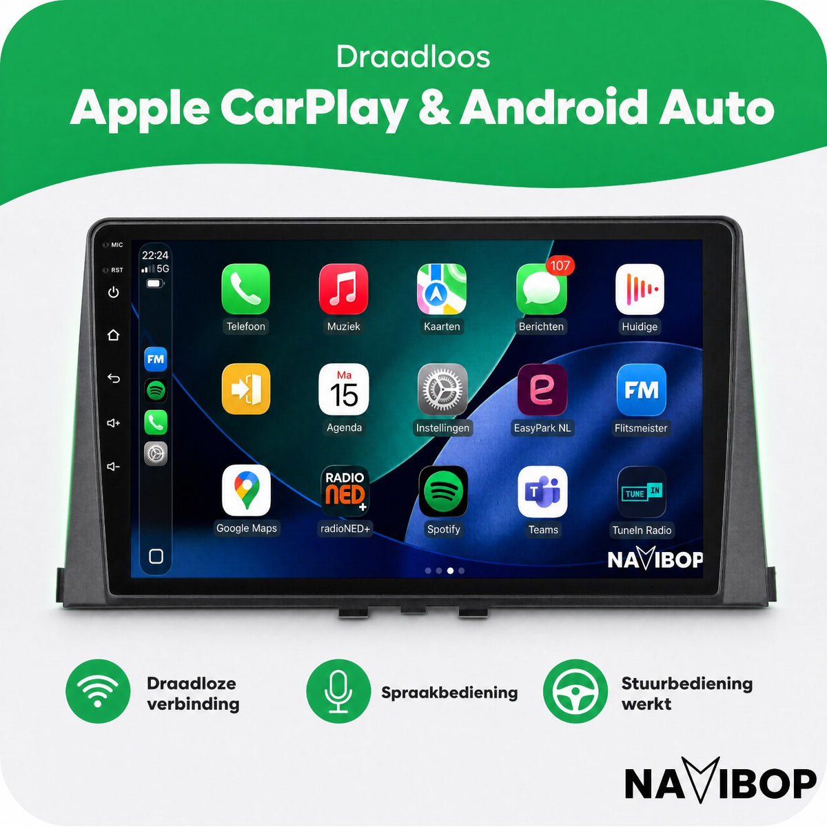 Peugeot Partner Opel Combo Citroen Berlingo Peugeot Rifter | Autoradio | Draadloos CarPlay & Android Auto | Android 15 | 2019 t/m 2023