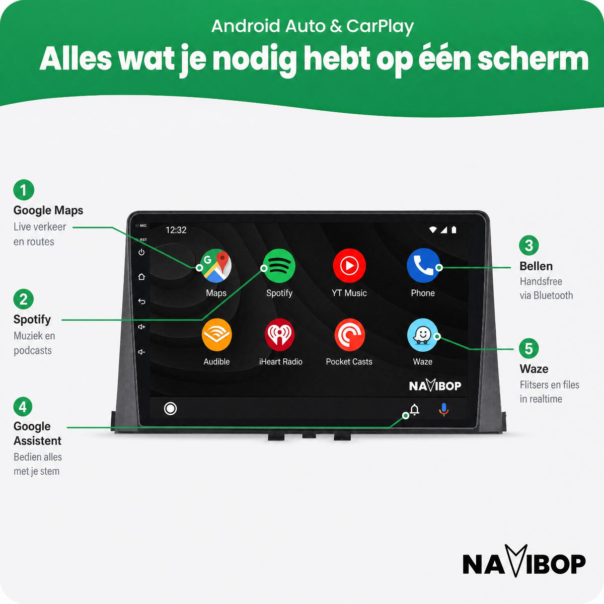 Peugeot Partner Opel Combo Citroen Berlingo Peugeot Rifter | Autoradio | Draadloos CarPlay & Android Auto | Android 15 | 2019 t/m 2023