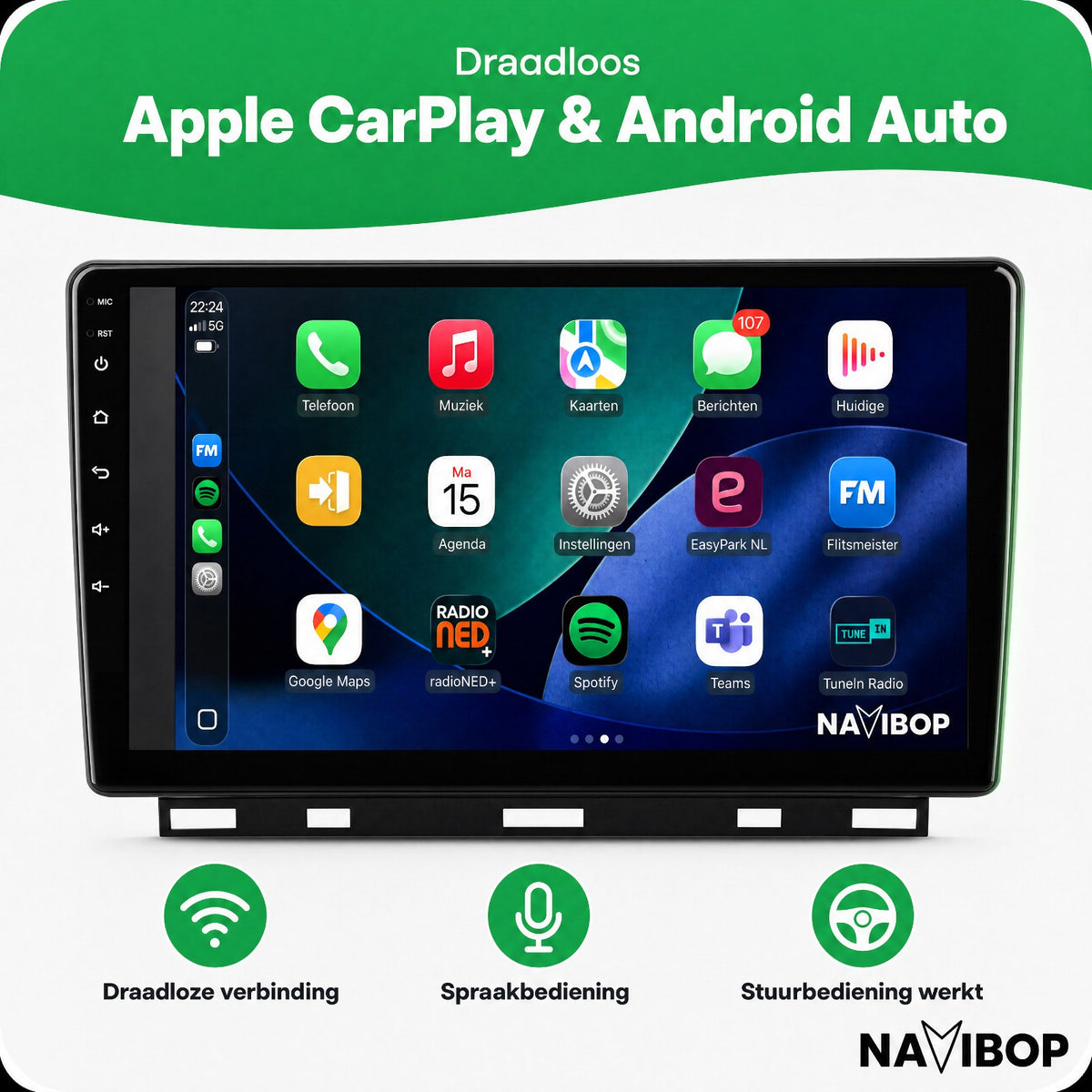 Renault Clio | Autoradio | Draadloos CarPlay & Android Auto | Android 15 | 2019 t/m 2025