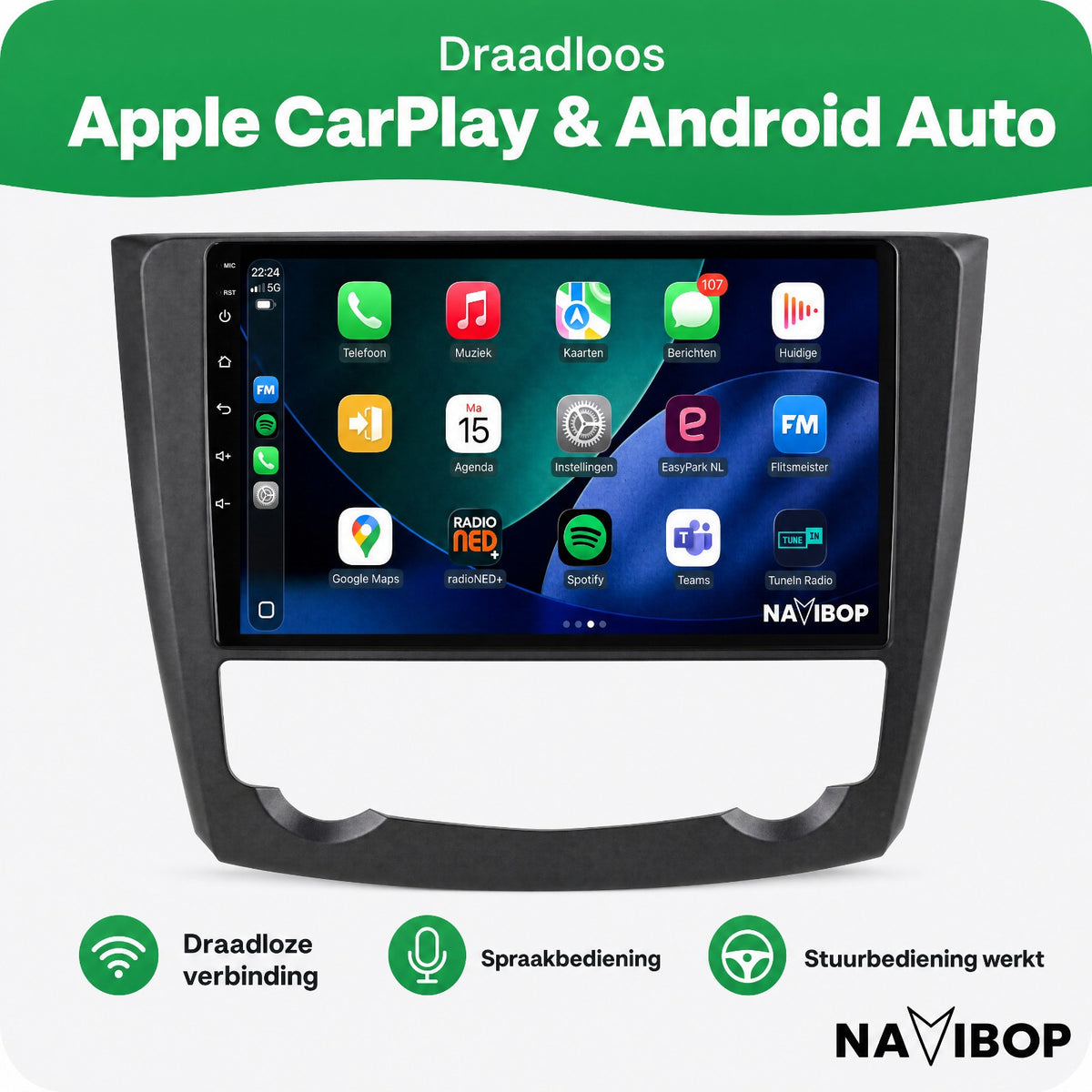 Renault Kadjar | Autoradio | Draadloos CarPlay & Android Auto | Android 15 | 2015 t/m 2019