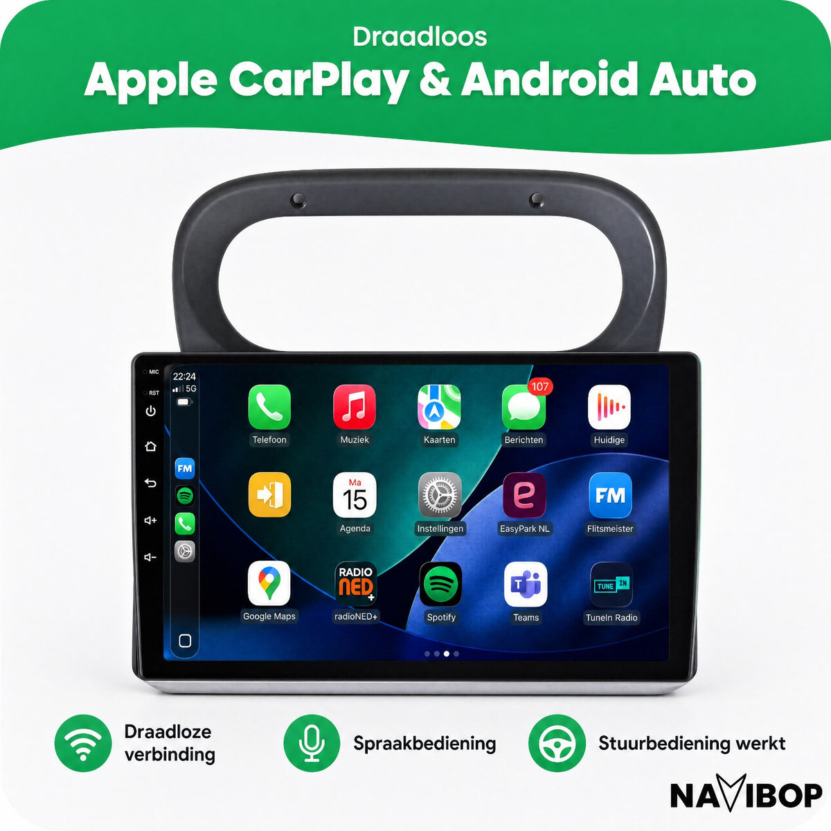 Renault Twingo | Autoradio | Draadloos CarPlay & Android Auto | Android 15 | 2005 t/m 2013